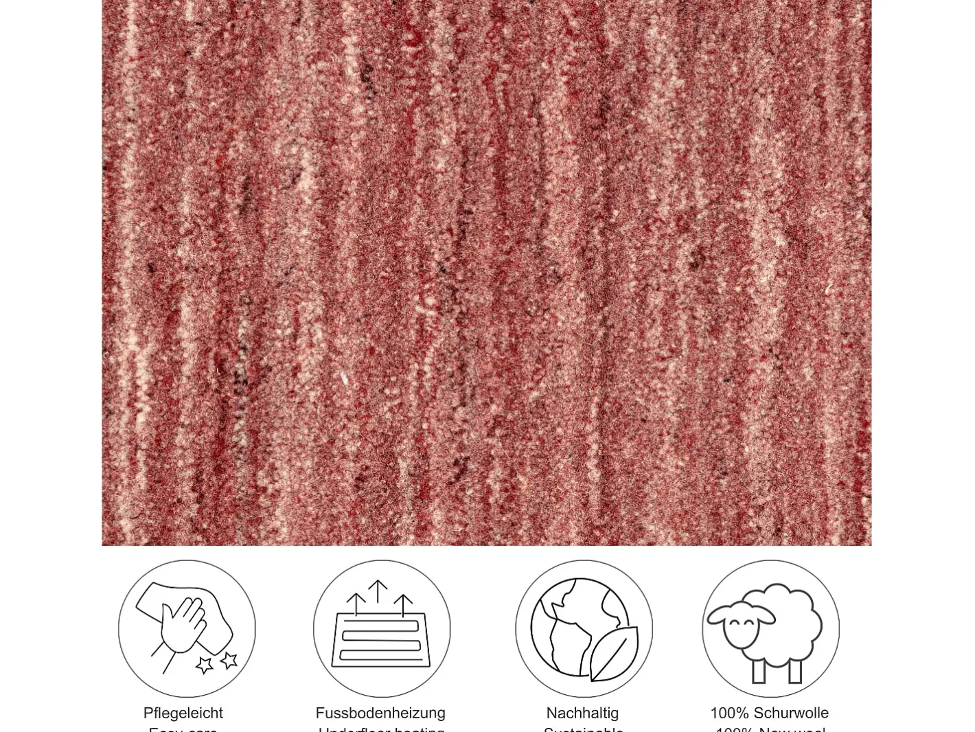 Alfombra de lana UNI tejida a mano 250x300 cm Pure Rojo Online