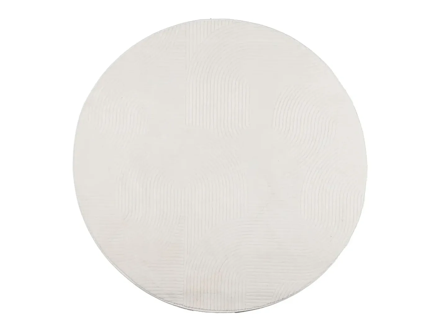 Alfombra De Cocina|Alfombra Redonda-Alfombra de pelo corto IZA, estilo escandinavo, color crema, Ø 100 cm Blanco
