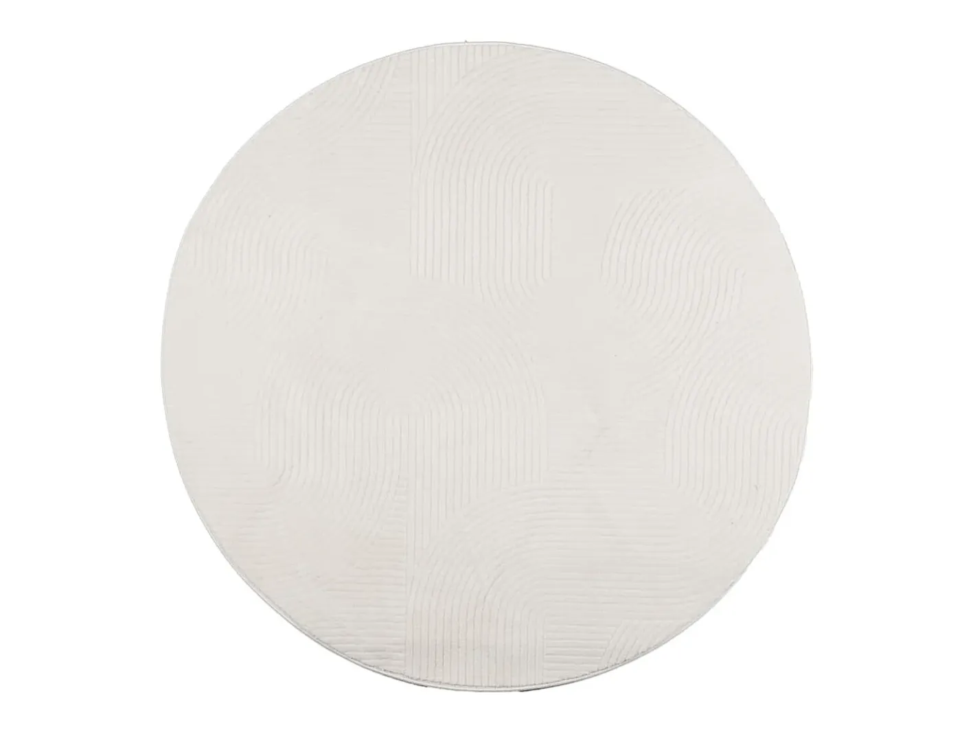 Alfombra De Cocina|Alfombra Redonda-Alfombra de pelo corto IZA, estilo escandinavo, color crema, Ø 200 cm Blanco