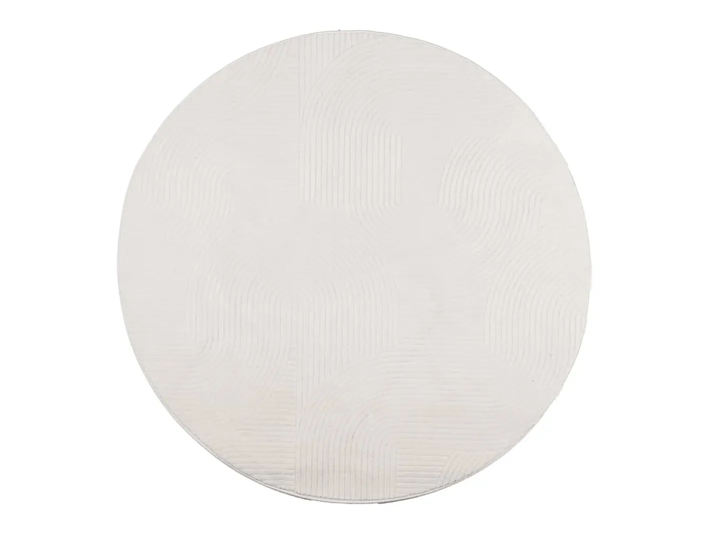 Alfombra de pelo corto IZA, estilo escandinavo, color crema, Ø 80 cm Blanco Outlet