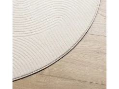 Clicnbuy Alfombra Redonda-Alfombra de pelo corto look escandinavo IZA Ø 200 cm Crema