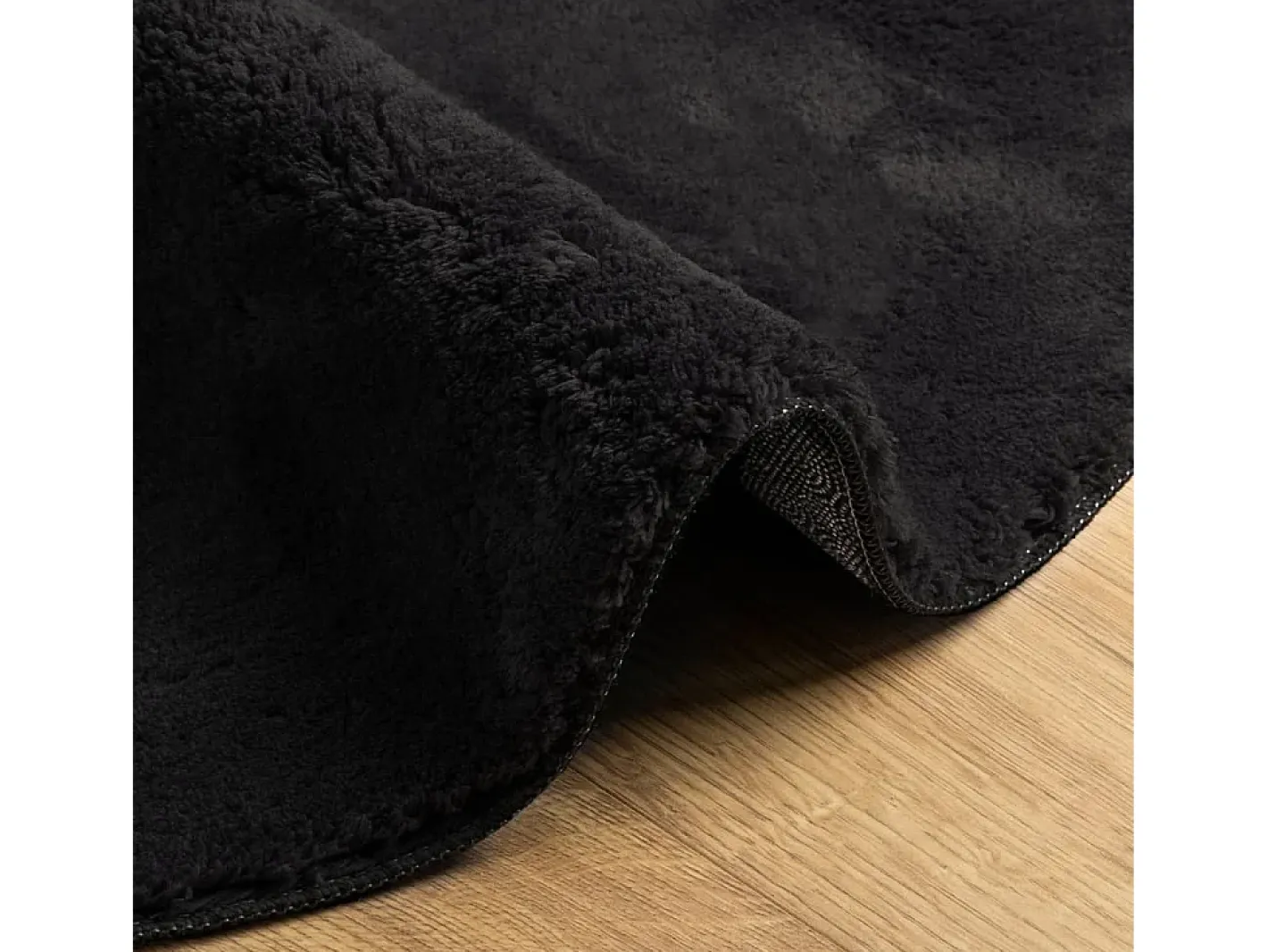 New Clicnbuy Alfombra de pelo corto suave lavable HUARTE Ø 200 cm Negro
