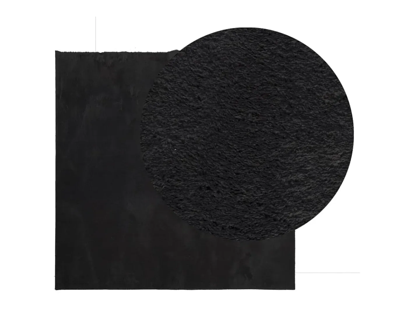 New Alfombra de pelo corto suave lavable HUARTE 200x200 cm ES36577 Negro