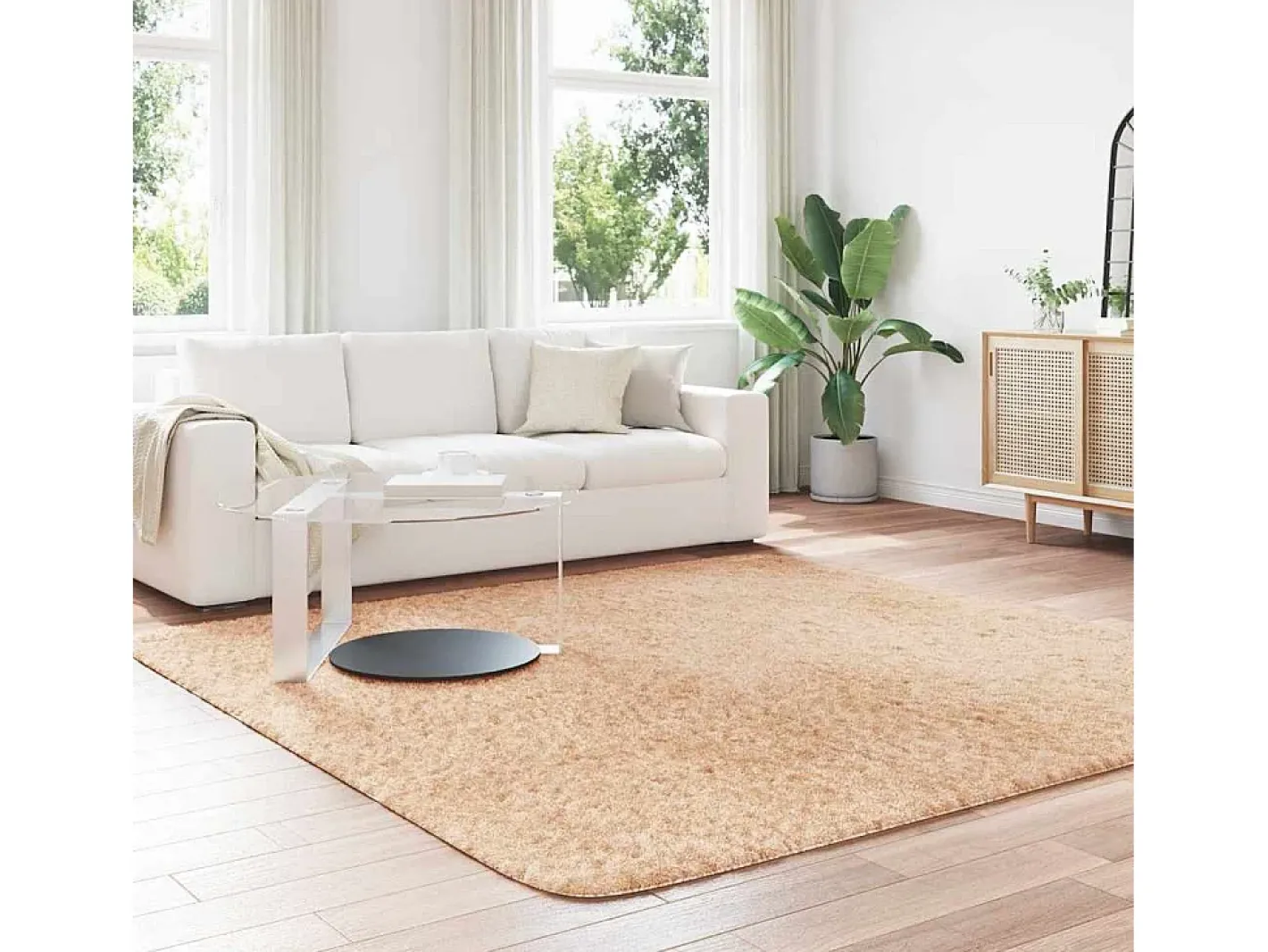 Discount Alfombra de pelo largo NAVARRA 240x240 cm poliéster Beige