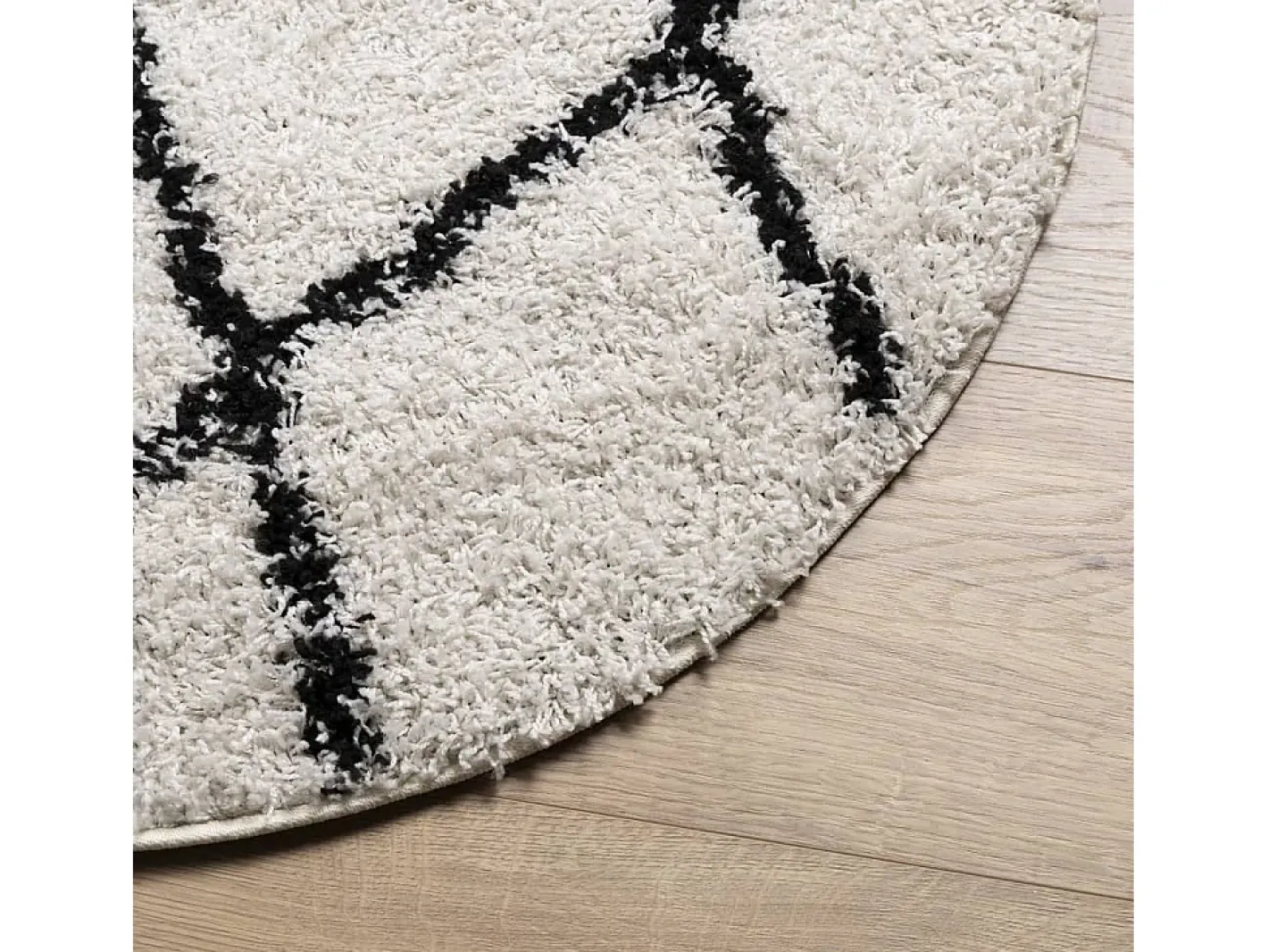 Clicnbuy Alfombra de pelo largo moderna crema y negro Ø 280 cm Multicolor Hot