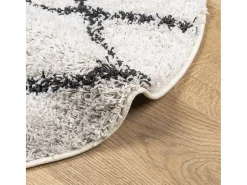 Clicnbuy Alfombra de pelo largo moderna crema y negro Ø 280 cm Multicolor Hot