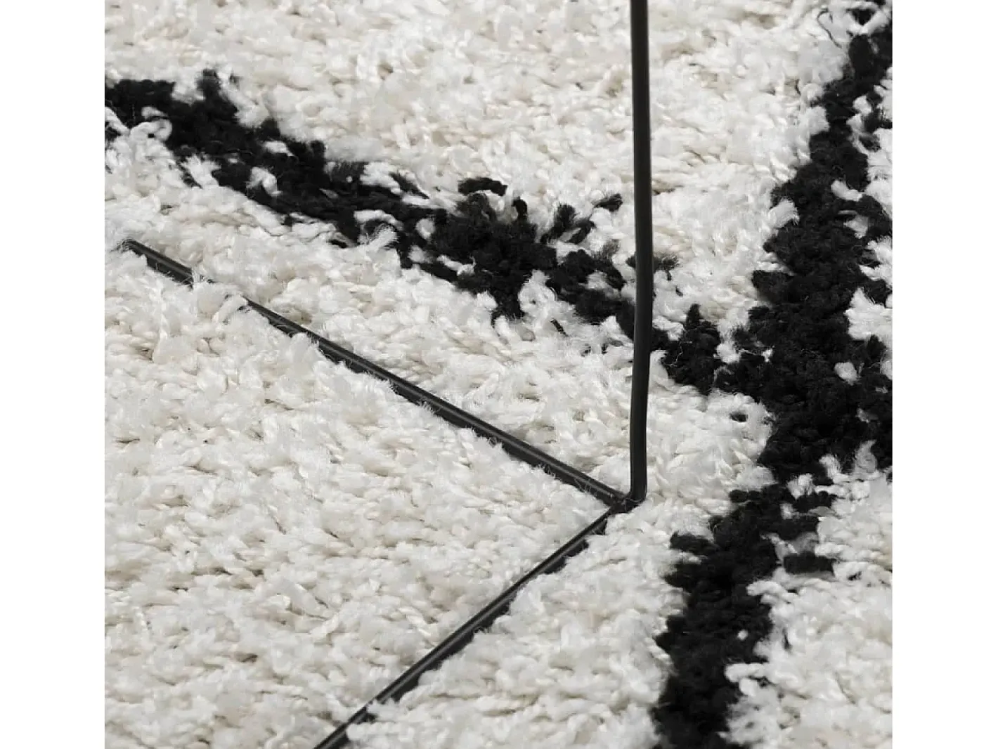 Clicnbuy Alfombra de pelo largo moderna crema y negro Ø 280 cm Multicolor Hot
