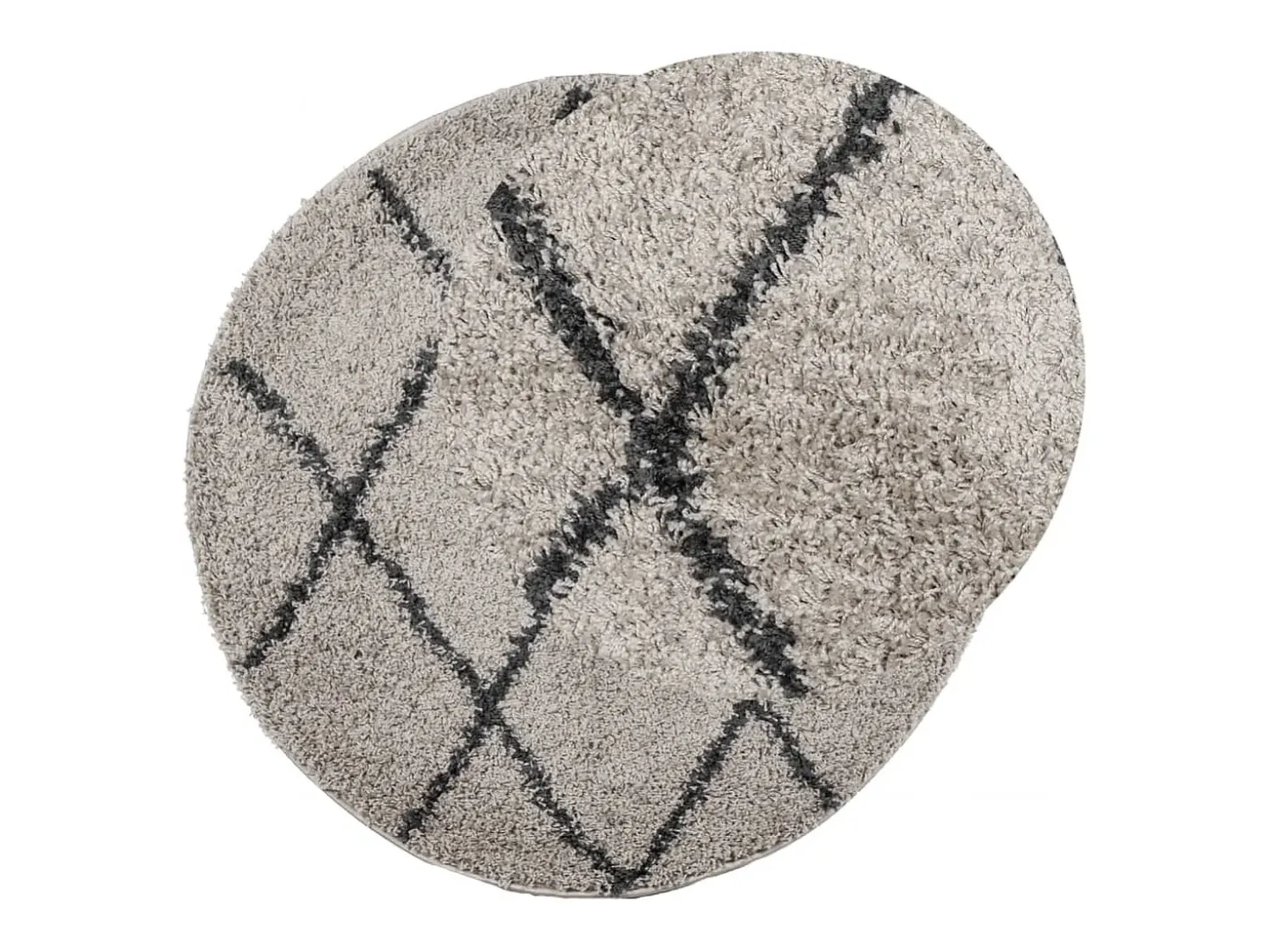 Clicnbuy Alfombra de pelo largo moderna beige y antracita Ø 120 cm Multicolor Discount