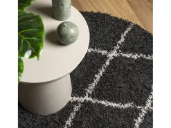 Clicnbuy Alfombra de pelo largo moderna negro y crema Ø 280 cm Multicolor Online