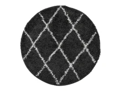Clicnbuy Alfombra de pelo largo moderna negro y crema Ø 280 cm Multicolor Online