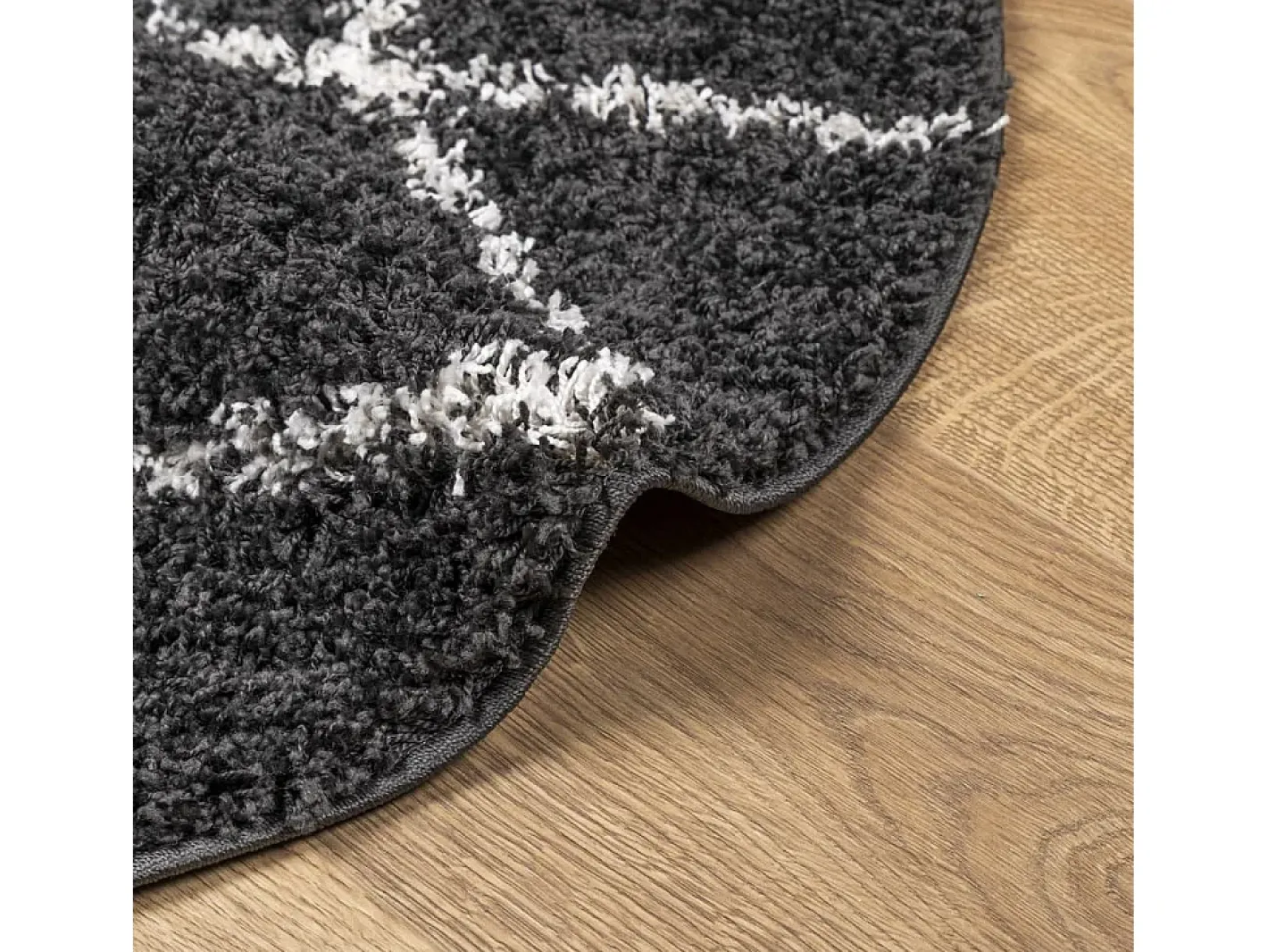 Clicnbuy Alfombra de pelo largo moderna negro y crema Ø 280 cm Multicolor Online