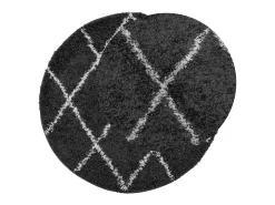 Clicnbuy Alfombra de pelo largo moderna negro y crema Ø 280 cm Multicolor Online