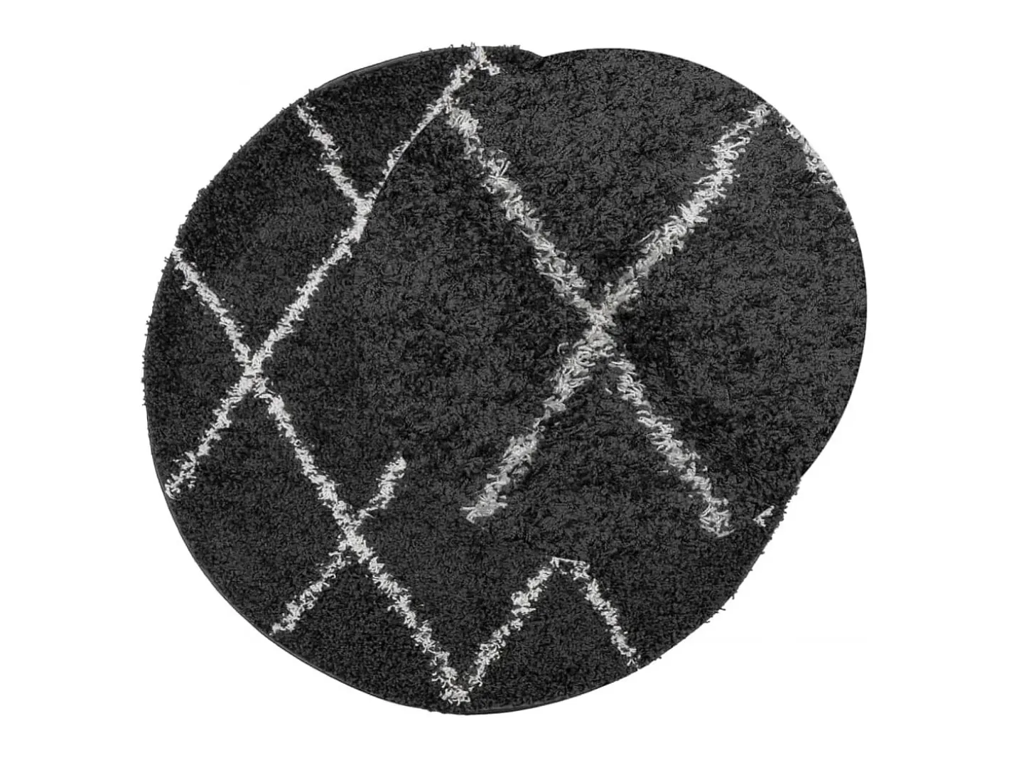 Clicnbuy Alfombra de pelo largo moderna negro y crema Ø 280 cm Multicolor Online