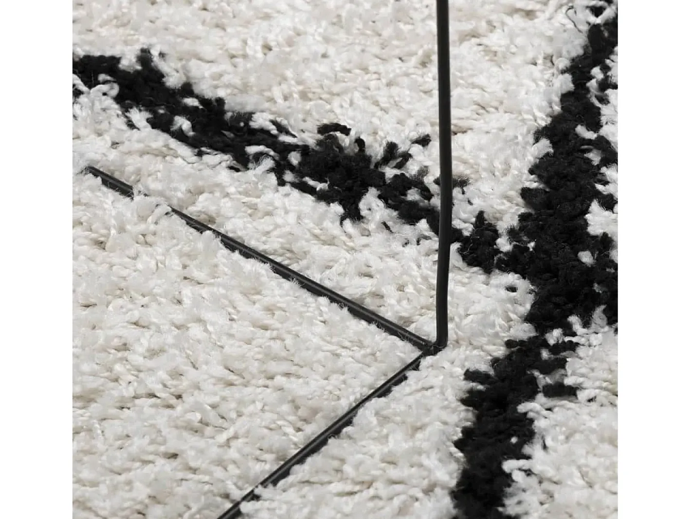 Clicnbuy Alfombra de pelo largo moderna crema y negro Ø 100 cm Multicolor New