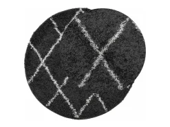Clicnbuy Alfombra de pelo largo moderna negro y crema Ø 80 cm Multicolor Online