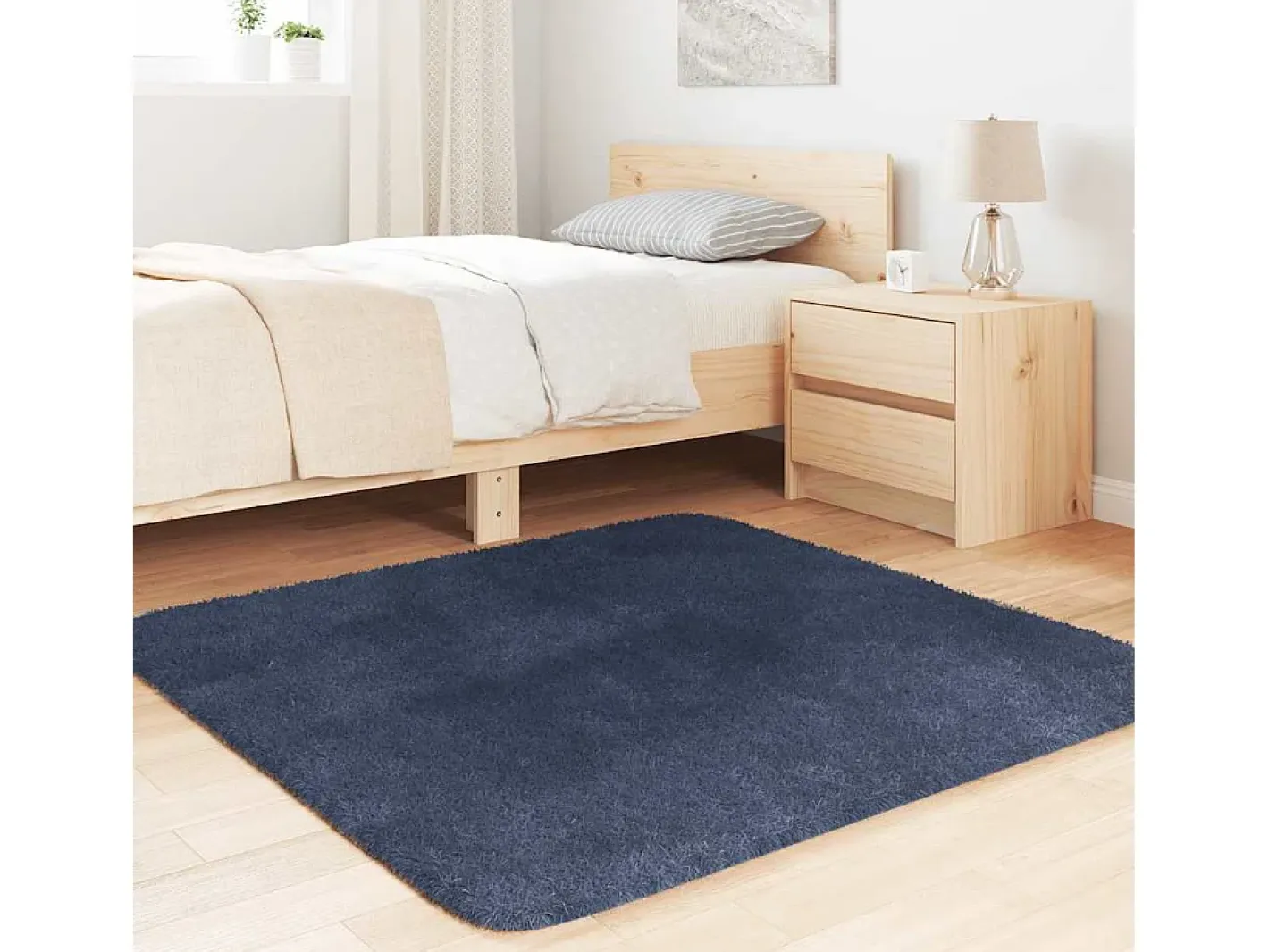 Hot Alfombra de pelo largo NAVARRA marino 120x120 cm Azul