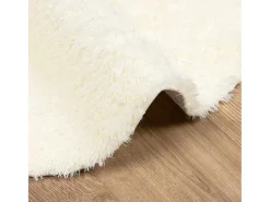Hot Alfombra de pelo largo NAVARRA crema 200x200 cm poliéster Blanco