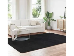 Outlet Alfombra de pelo largo negra NAVARRA 200x290 cm Poliéster Negro