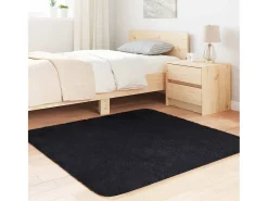 Alfombra De Cocina|Alfombra Redonda-Alfombra de pelo largo negra NAVARRA 120x120 cm poliéster Negro