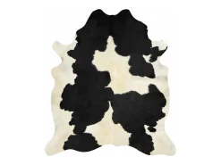 Alfombra de piel de vaca auténtica en blanco y negro 180x220 cm Multicolor