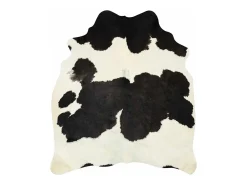 Alfombra de piel de vaca auténtica en blanco y negro 180x220 cm Multicolor