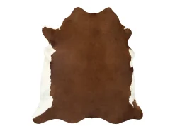 Alfombra De Cocina-Alfombra de piel de vaca auténtica marrón y blanca 180x220 cm Marru00f3n