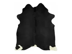 Clicnbuy Alfombra de piel de vaca auténtica 150x170 cm Negro Clearance