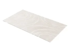 New OZAIA Alfombra de piel sintética en relieve con patrones circulares, 160 x 230 cm, , PAOLISI Beige