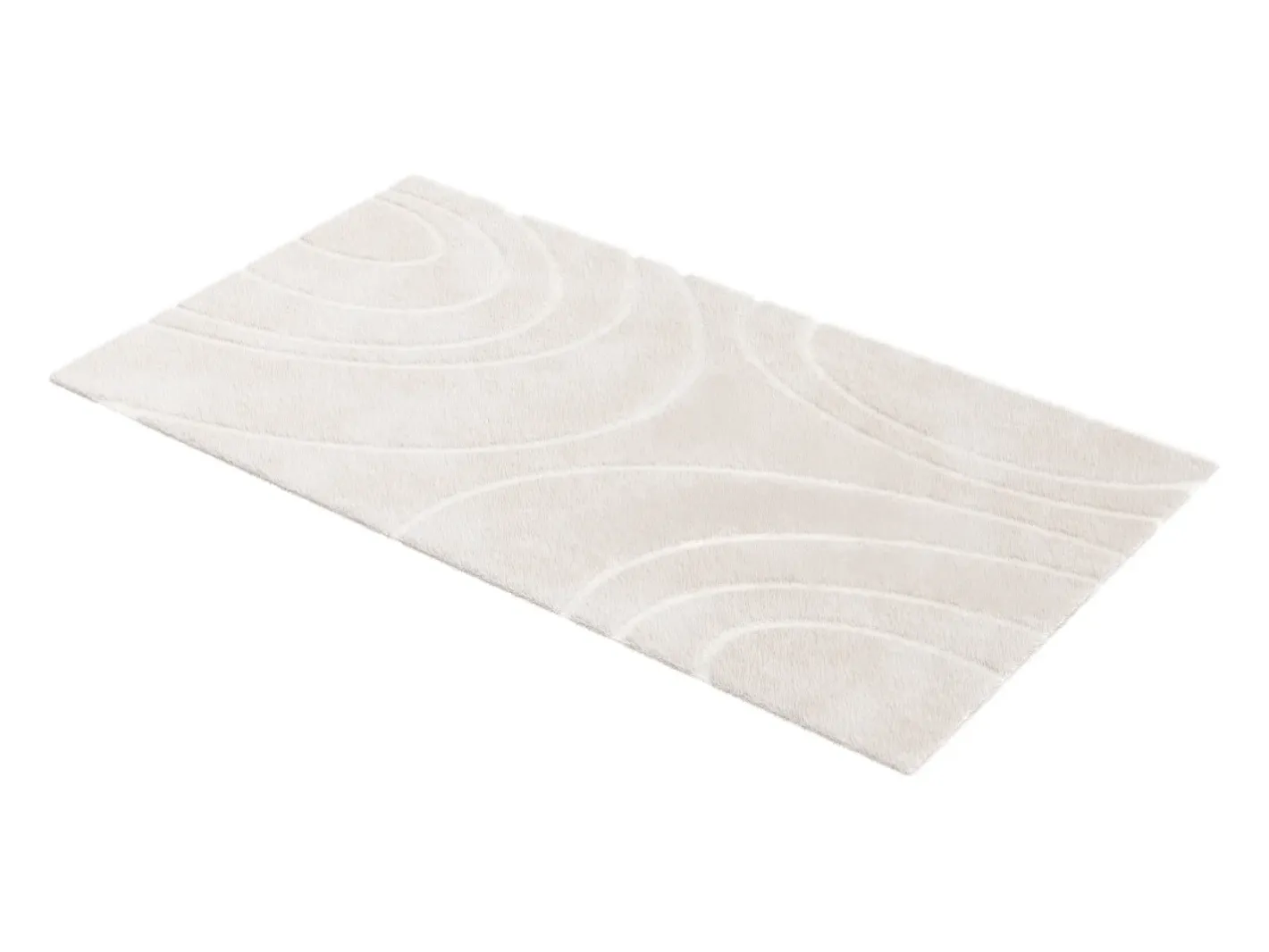 New OZAIA Alfombra de piel sintética en relieve con patrones circulares, 160 x 230 cm, , PAOLISI Beige