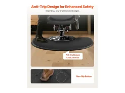 New Alfombra de Salón SucceBuy para Peluqueros, 93x122cm, Alfombra de Pie Semicircular, Alfombra de Suelo Anti-Fatiga para Salones de Peluquería, Superficie de PVC Negro