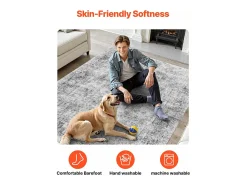 Hot Alfombra de Salón SucceBuy, 2,7 x 3,7 m, Alfombra Grande para Dormitorio, Lavable, Antideslizante, Suave y Cómoda, Estilo Bohemio, para Dormitorio, Gris