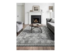 Clearance Alfombra de Salón SucceBuy, 2,4 x 3 m, Alfombra Grande para Dormitorio Lavable y Antideslizante, Suave y Cómoda, Estilo Vintage, para Dormitorio, Entrada, Gris