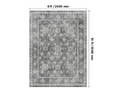 Clearance Alfombra de Salón SucceBuy, 2,4 x 3 m, Alfombra Grande para Dormitorio Lavable y Antideslizante, Suave y Cómoda, Estilo Vintage, para Dormitorio, Entrada, Gris