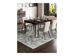Clearance Alfombra de Salón SucceBuy, 2,4 x 3 m, Alfombra Grande para Dormitorio Lavable y Antideslizante, Suave y Cómoda, Estilo Vintage, para Dormitorio, Entrada, Gris
