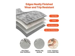 Clearance Alfombra de Salón SucceBuy, 2,4 x 3 m, Alfombra Grande para Dormitorio Lavable y Antideslizante, Suave y Cómoda, Estilo Vintage, para Dormitorio, Entrada, Gris