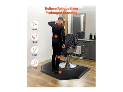 Alfombra de Silla de Salón SucceBuy Hexagonal para Peluqueros, 122.5 x 150.5 cm, Grosor de 2.5 cm, Corte Redondo, Superficie de PVC Duradero y Bordes Negro Best