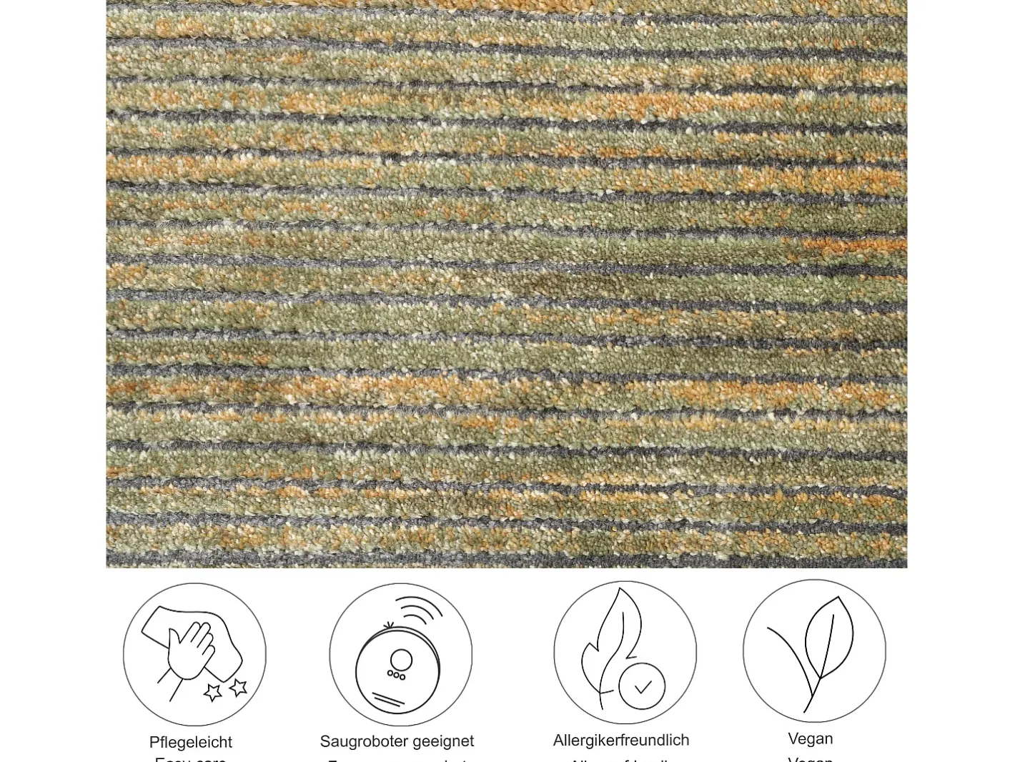 Hot Alfombra de tejido plano con aspecto corto 60x130 cm Corduletta Verde