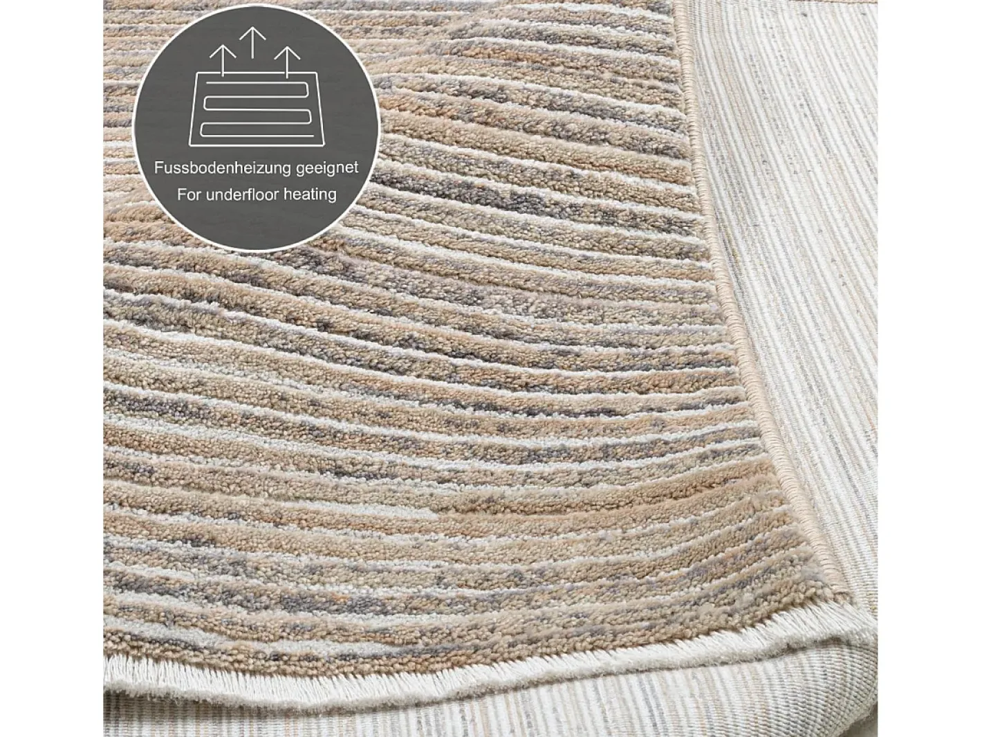 Alfombra de tejido plano con aspecto corto 240x340 cm Corduletta Beige