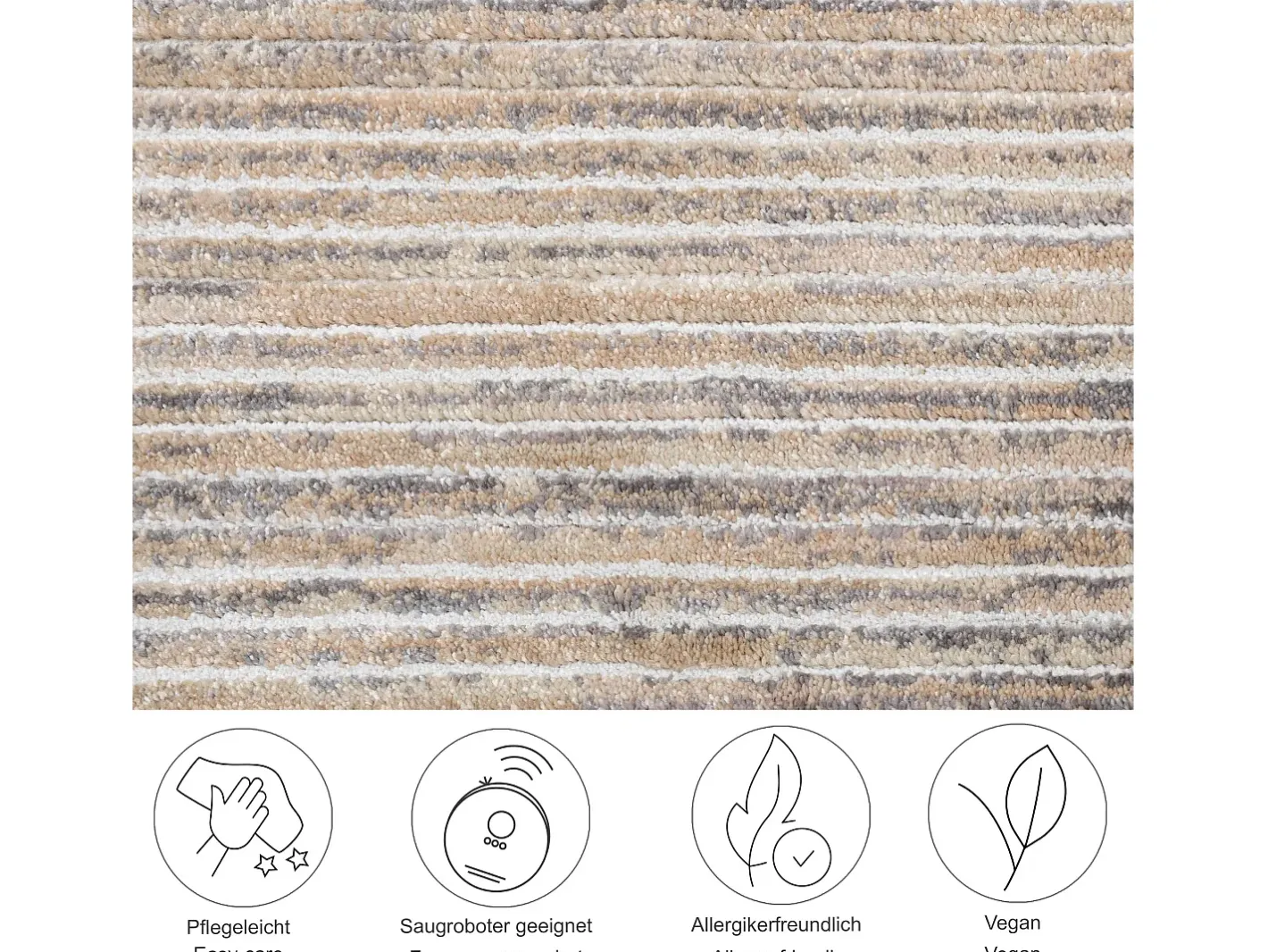 Alfombra de tejido plano con aspecto corto 240x340 cm Corduletta Beige