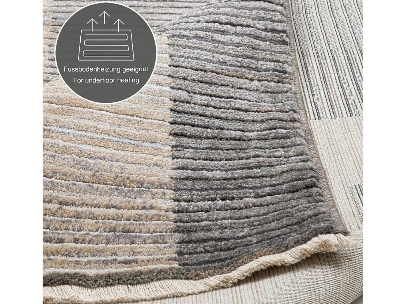Outlet Alfombra de tejido plano con aspecto de patchwork 240x340 cm Corduletta Beige