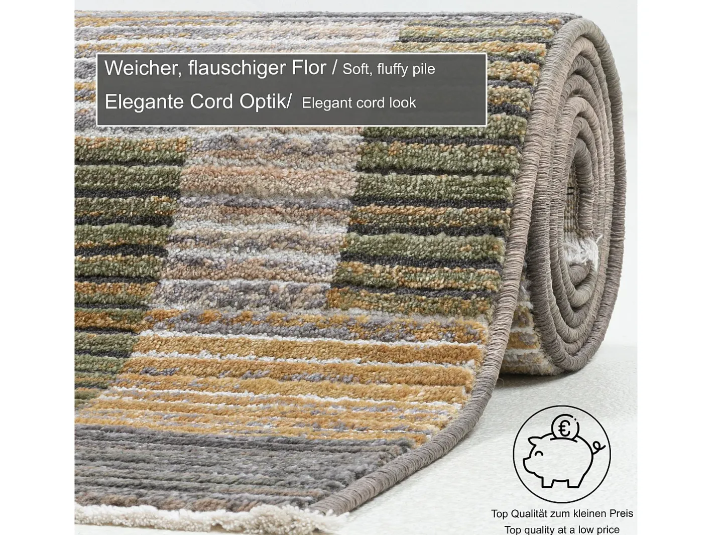 Outlet Alfombra de tejido plano con aspecto de patchwork 190x240 cm Colorido Corduletta Multicolor