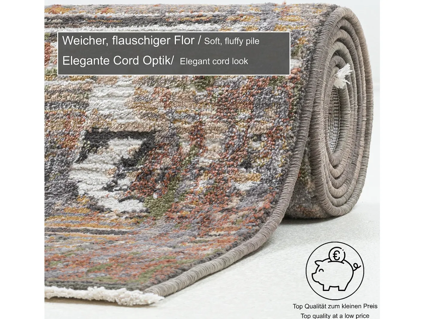 Alfombra de tejido plano con aspecto vintage 80x150 cm multi Corduletta Beige Hot