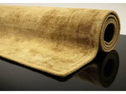 Alfombra De Salón-Alfombra de viscosa tejida a mano 65x135 cm lo Shine Camel