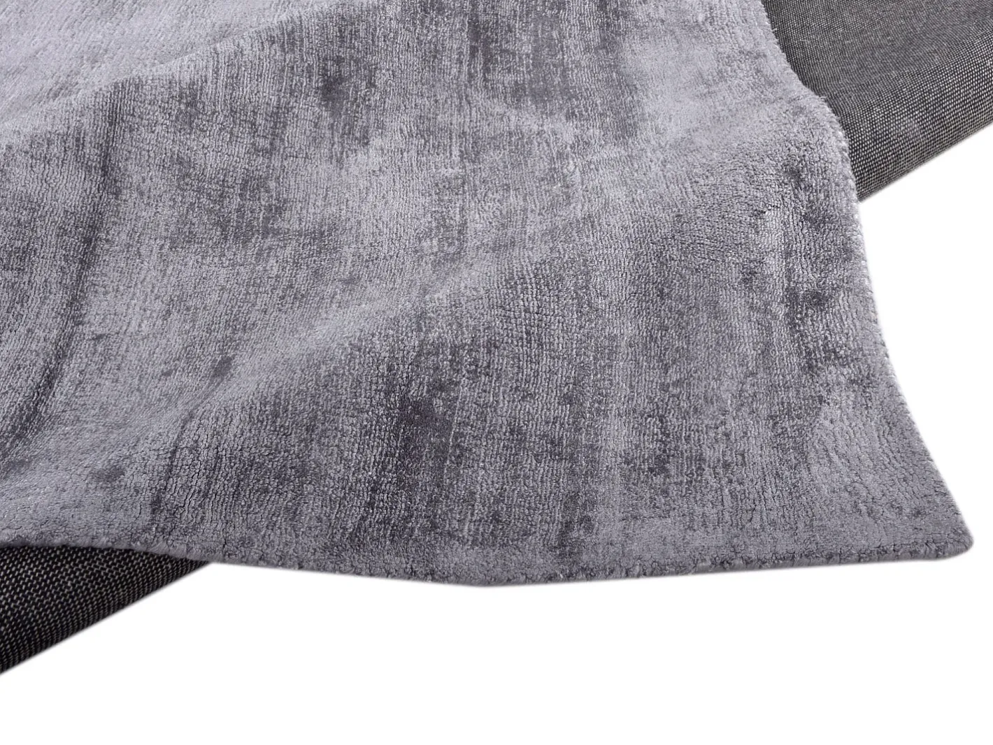 Alfombra De Salón-Alfombra de viscosa tejida a mano 190x290 cm Antracita Shine Gris antracita