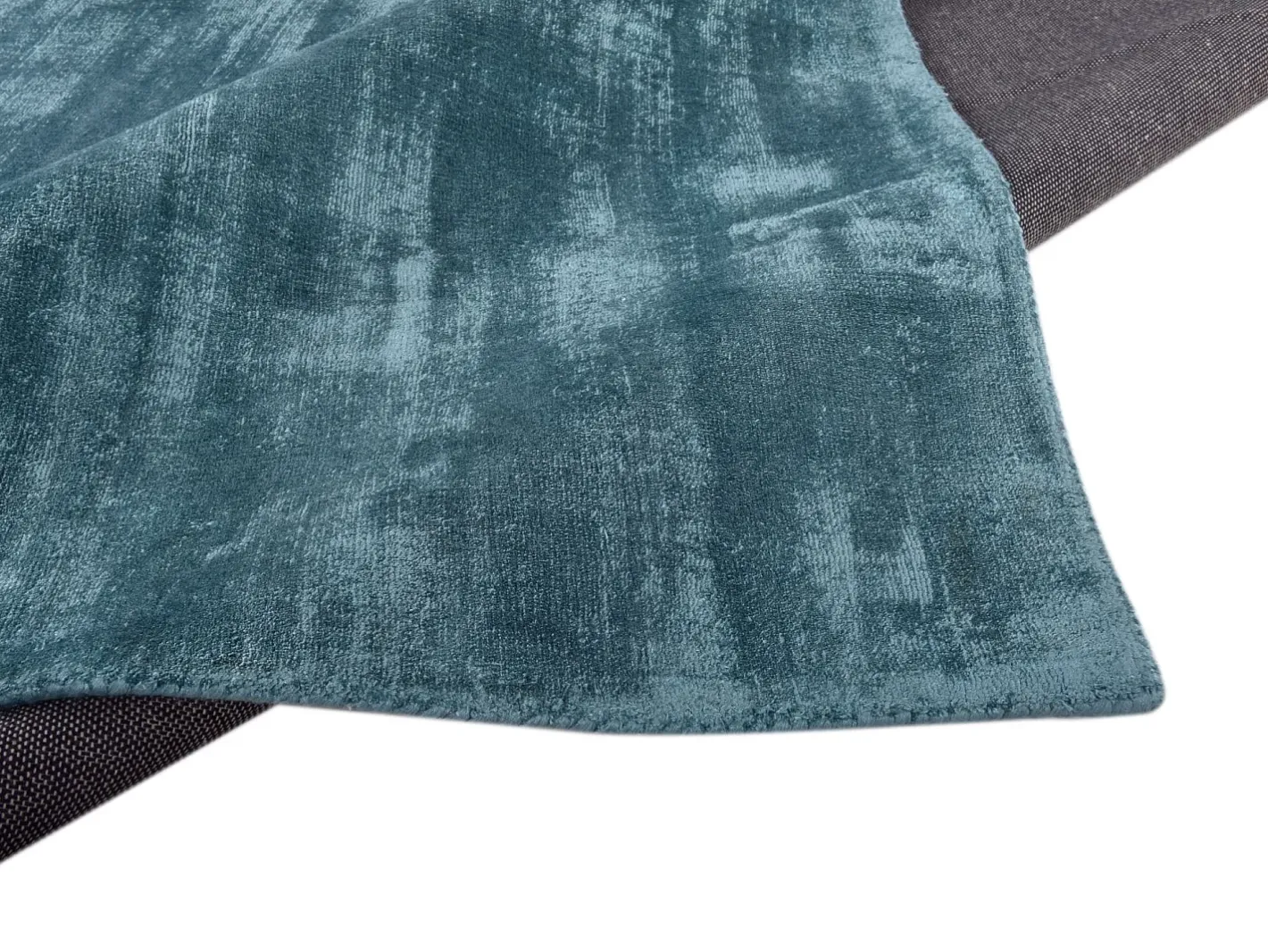 Outlet Alfombra de viscosa tejida a mano 65x135 cm Aqua Shine Azul