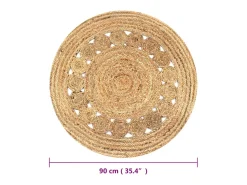 Alfombra de yute, diseño trenzado, redonda de 90 cm. Beige Discount