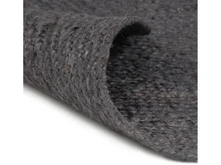 New Alfombra de yute hecha a mano redonda de 150 cm en oscuro Gris