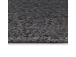 New Alfombra de yute hecha a mano redonda de 150 cm en oscuro Gris