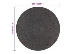 New Alfombra de yute hecha a mano redonda de 150 cm en oscuro Gris