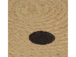 Alfombra De Cocina|Alfombra Redonda-Alfombra de yute hecha a mano con estampado de lunares de 150 cm Negro